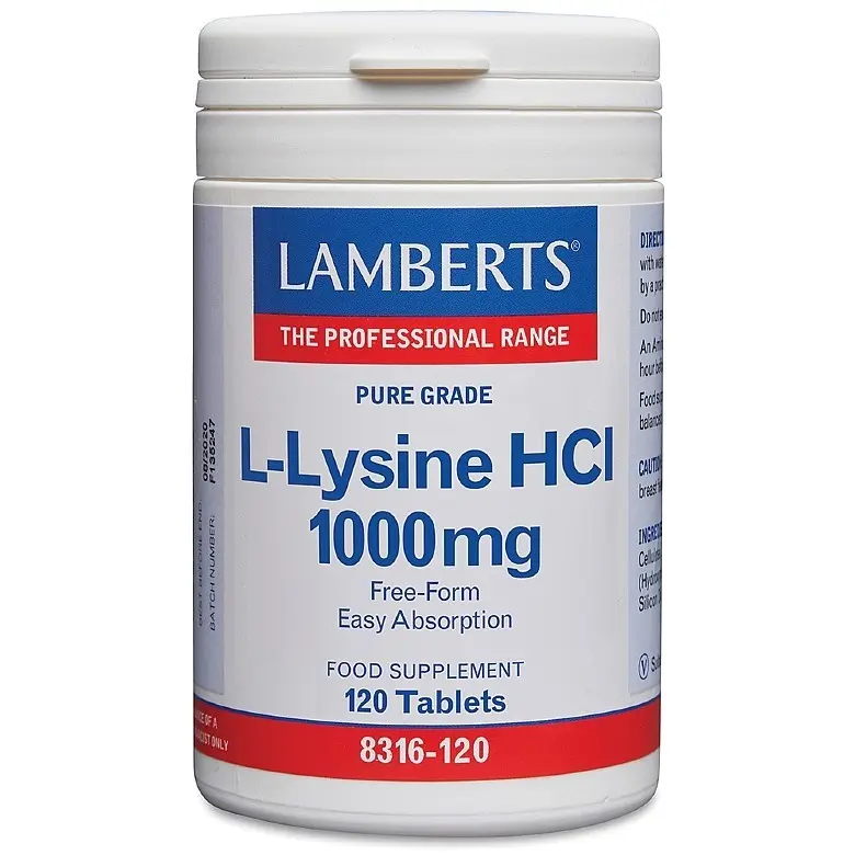 l-lysine-1000mg-8316-120 Lamberts L-Lysin 1000mg,120 tabletter - Bild 1